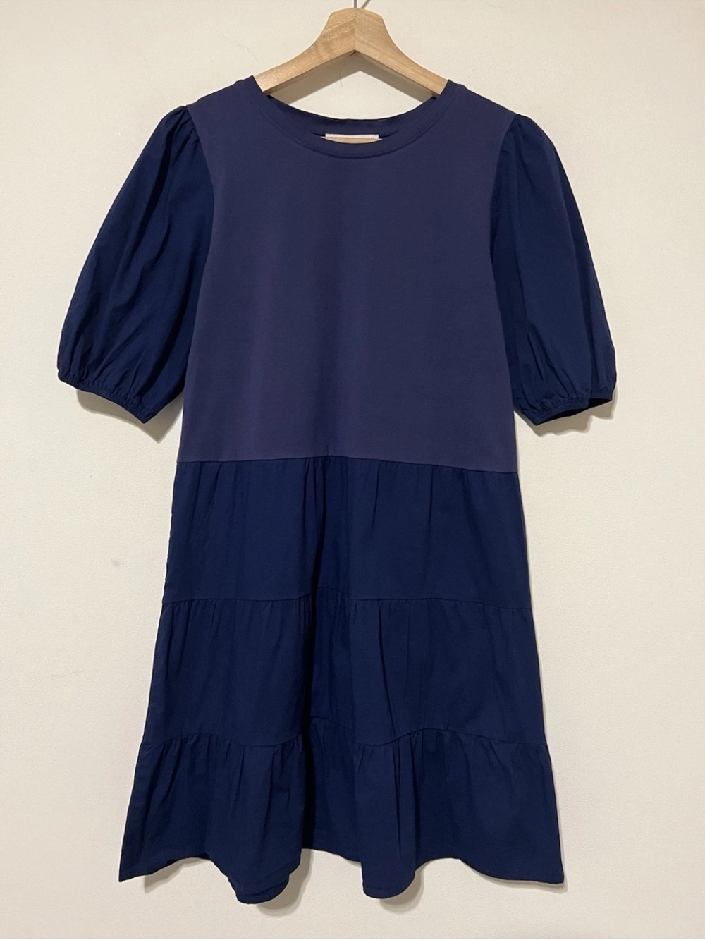 Taylor Tillman Navy Blue Cotton Popover Dress Short Size Medium H40